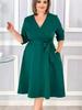 2025 New Plus Size Solid Color Dress for Europe and America