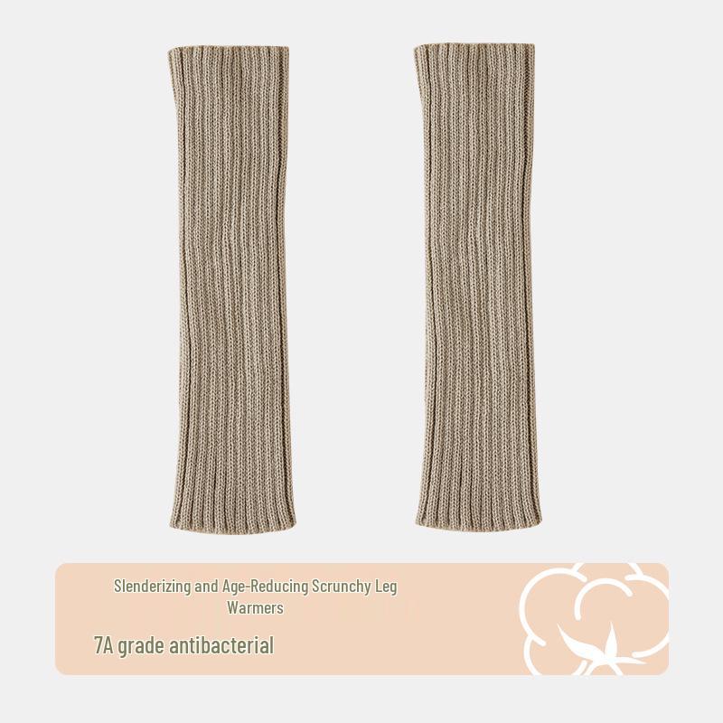 Gray Women's Slouchy Knit Leg Warmers, Spring & Autumn Style Long Socks, Y2K Calf Socks for Mary Jane Shoes.