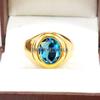 London Blue Topaz Oval With 925 Silver Sterling Gold Plated Ring For Men's #B229 JL375675974281