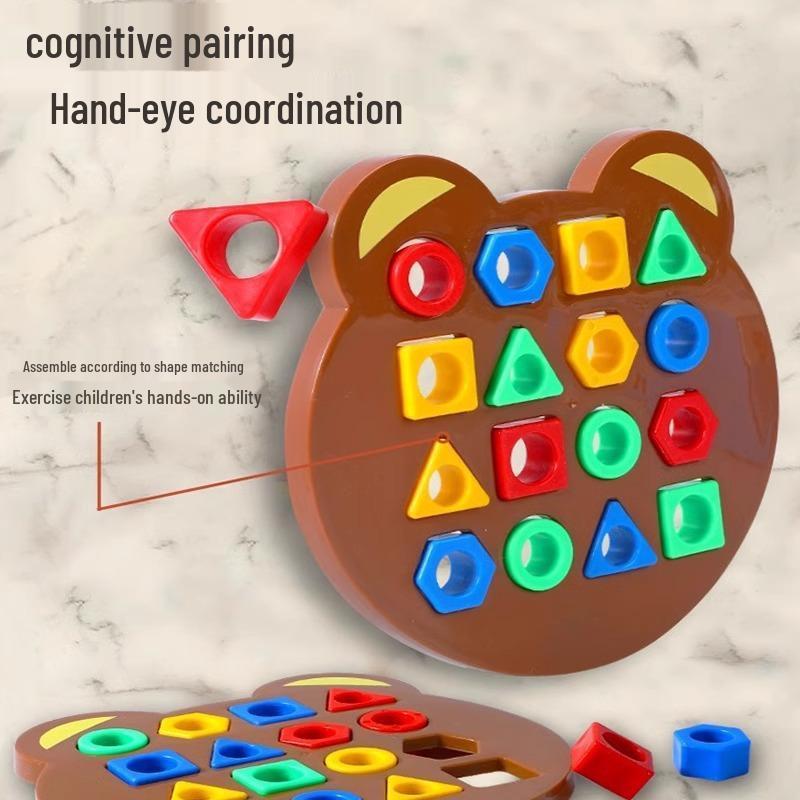 Montessori Color & Shape Recognition Blocks - Cognitive Development & Parent-Child Interaction Game