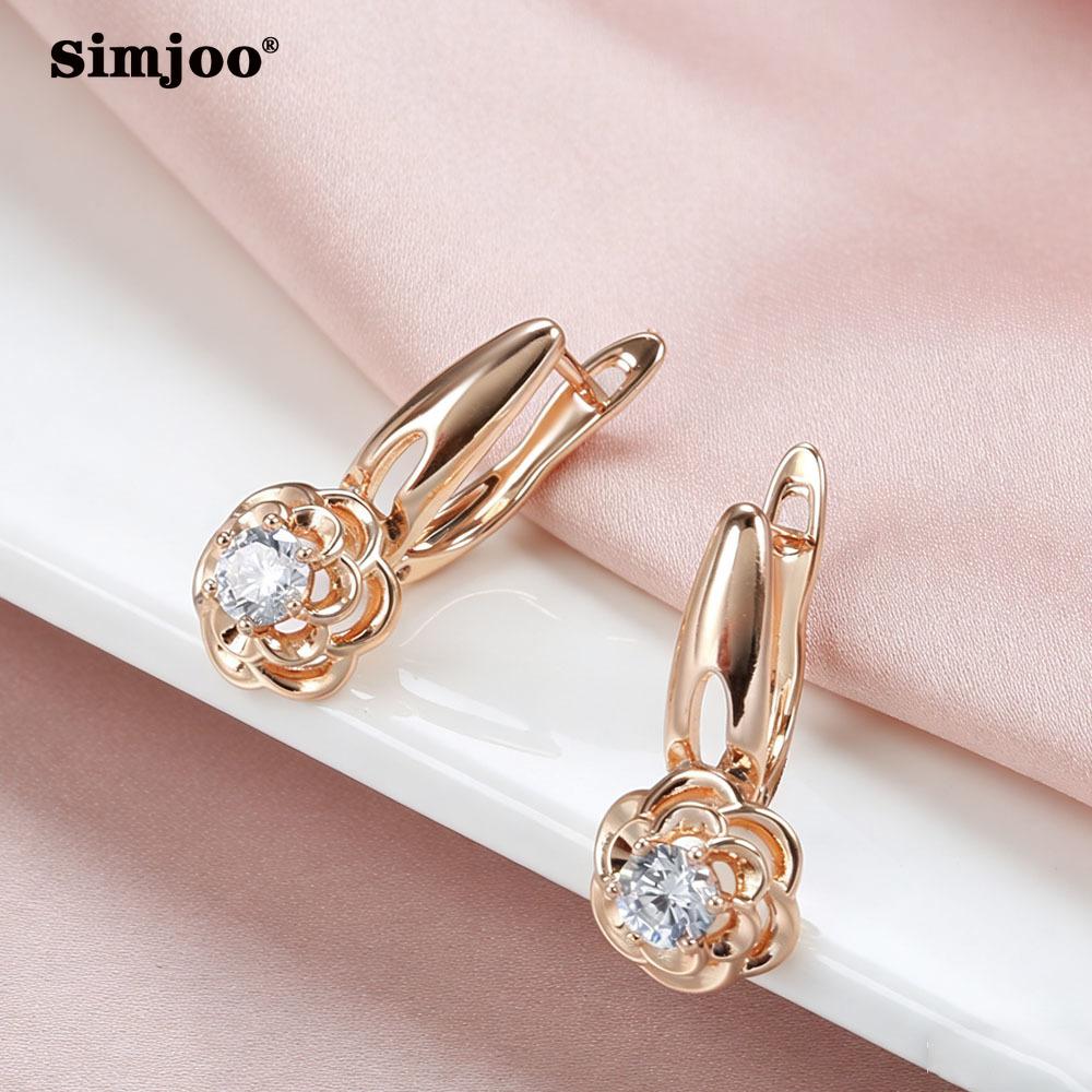 SIMJOO Rose Gold Color Fashionable Geometric Shape Noble Women's Stone Earrings Pendants