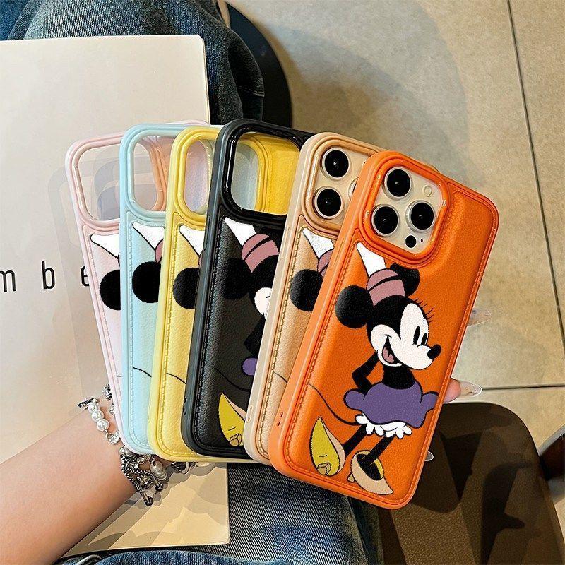 Couple Mickey Minnie Suitable for Apple 17 mobile phone case iPhone16 drum bag 15 leather pattern 13Pro anti-drop 12