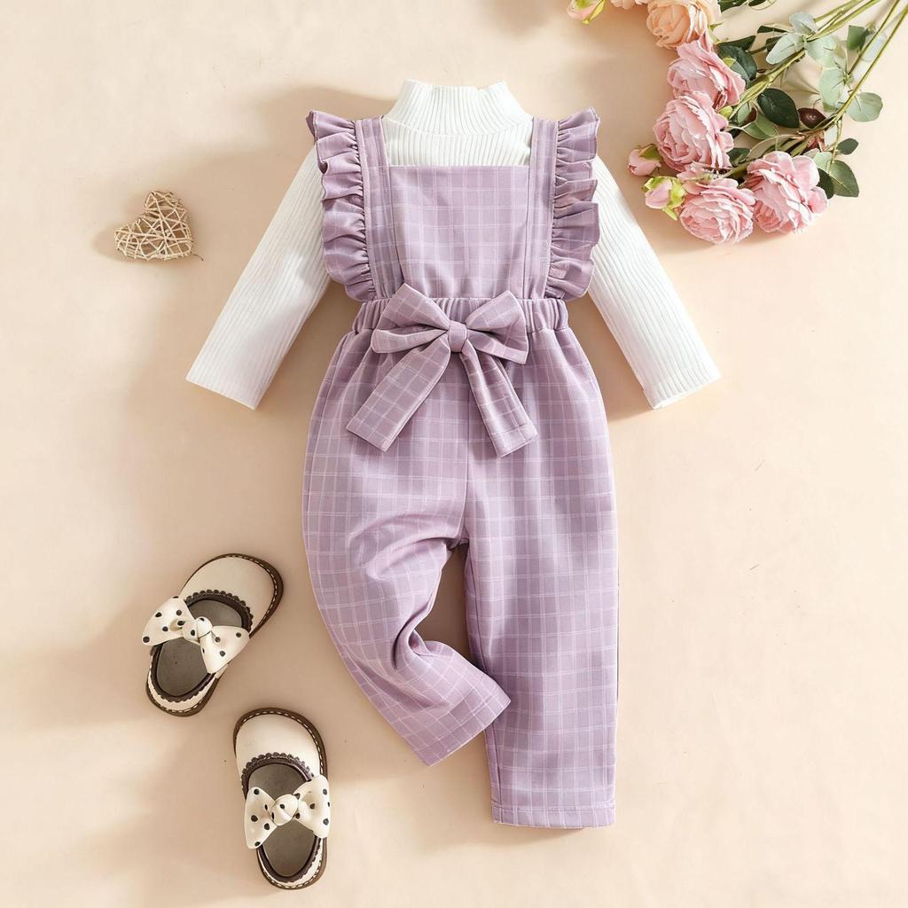 Cozy Autumn/Winter Baby Girl Fashion Set: High Collar Long Sleeve Top & Lace Pants