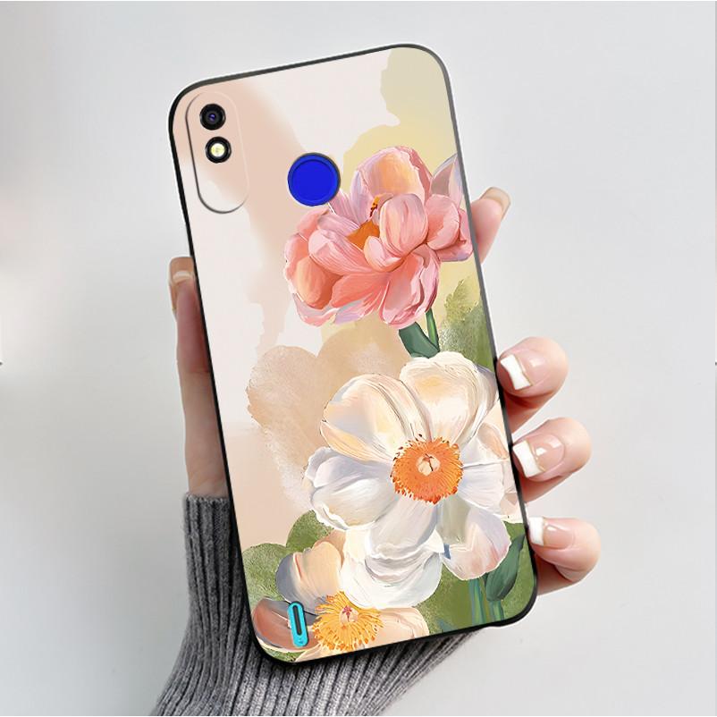 Printed Phone Case For Tecno Spark 4 Lite/POP 3PLUS Funda Capa Soft Silicone Black Shell Cover Cute Flower Cartoon Casing Coque