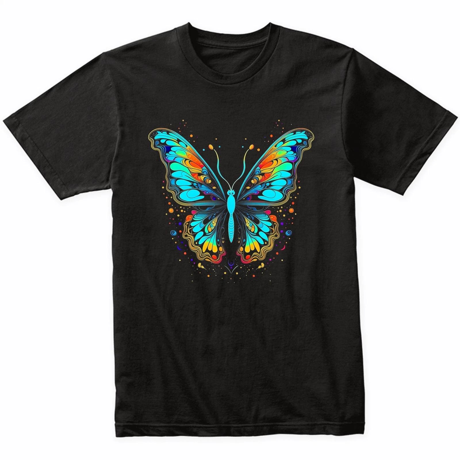 Butterfly Psychedelic Animal Art T-Shirt Nature Shirt - Animal Lover Gift 2XL