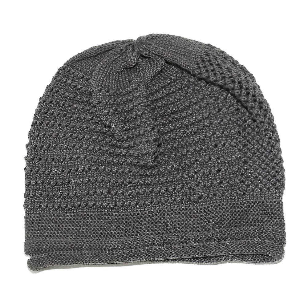 

Зимняя шапка-пуловер с защитой для ушей, полосатая вязаная шапка-пуловер, однотонная шапка-бини, мужская оптовая M（56-58cm） серый