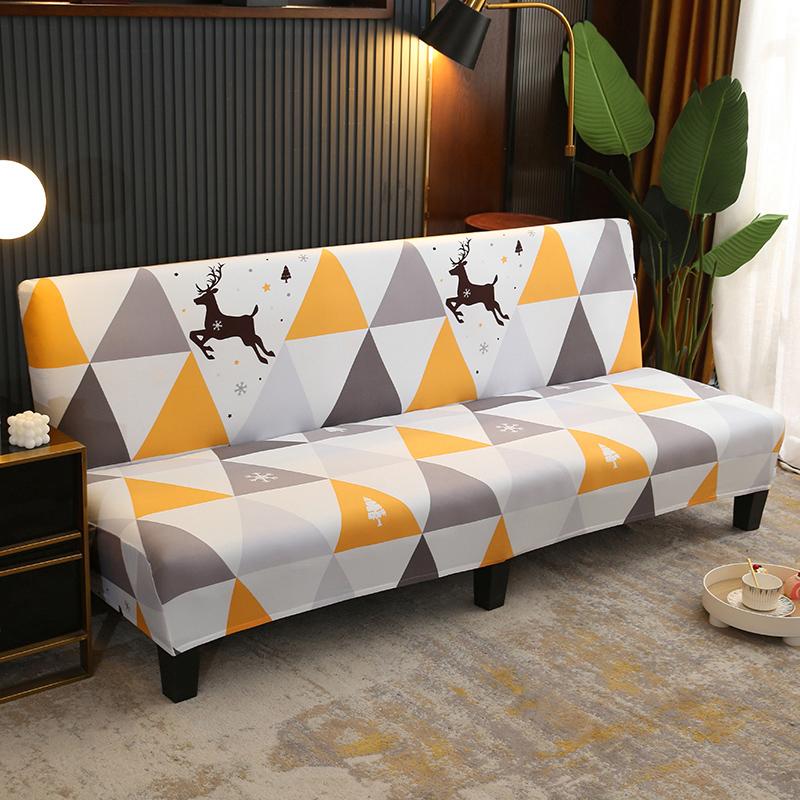 Stretch Futon Slipcover Armless Sofa Cover Furniture Protector Without Armrests Slipcover Soft with Elastic Bottom for Kids
