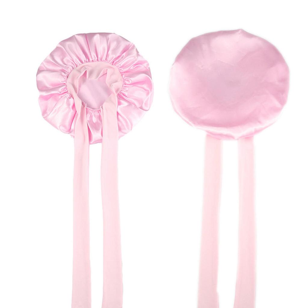 Women Satin Bonnet Solid Sleeping Hat Stretchy Tie Band Elastic Night Shower Cap Adjustable Hair Head Cover Bonnet for Women