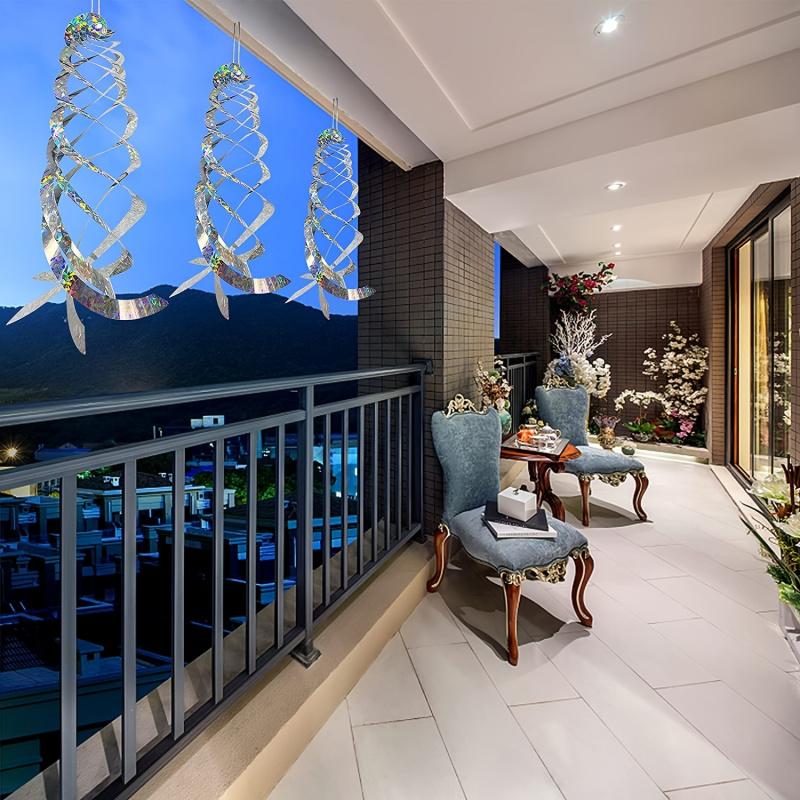 15.8in Hanging Reflective Bird Deterrent Device -6pcs Bird Repellent Spiral Reflectors - Drive Woodpeckers Pigeons Geese Away Fr