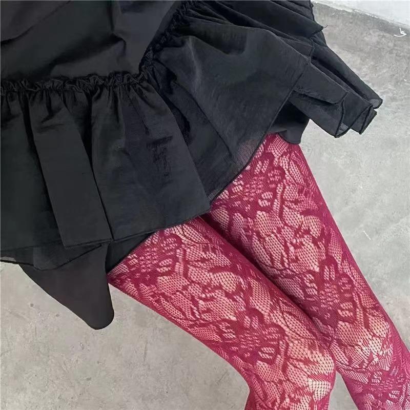 White Socks Women Sexy Fishnet Stockings Femme Summer Thin Flower Mesh Pantyhose Elastic Slimming High Waist Hollow Out Tights