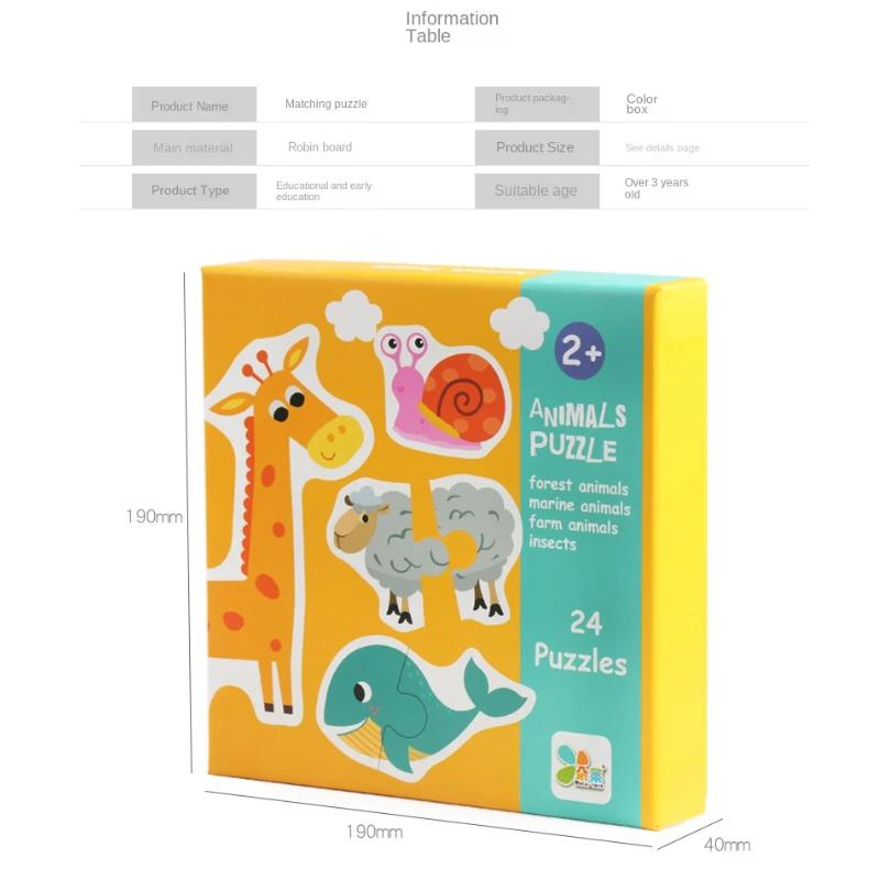 Kids Wooden Jigsaw Matching Puzzle Game Baby Early Learning Cognition Animal Fruit Traffic Educational Toys for Children Gifts