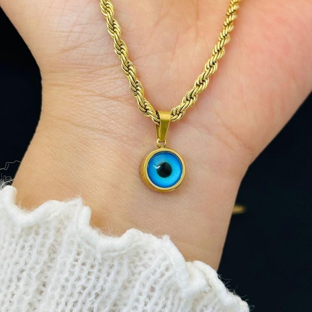Round Eye Twisted Collarbone Choker Twisted Chain Pendant Chain Necklace Demon Eye Necklace  Gift