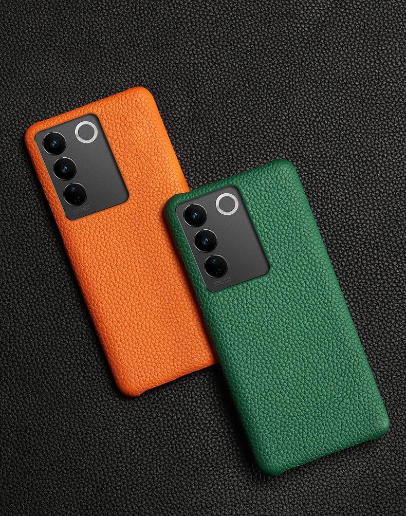 Vivo Nex3 Genuine Leather Half-Cover Protective Case with Litchi Pattern