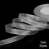 1Pcs Gold/Silver Silk Satin Organza Glitter Ribbon 7-38mm Onions Belt for Wedding Cake Gift Package