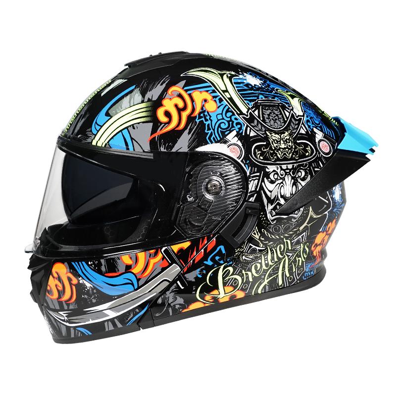 Personalized Off-Road Motorcycle Helmet With Stylish Dual Lenses For Both Genders, Dot-Certified And Abs Material