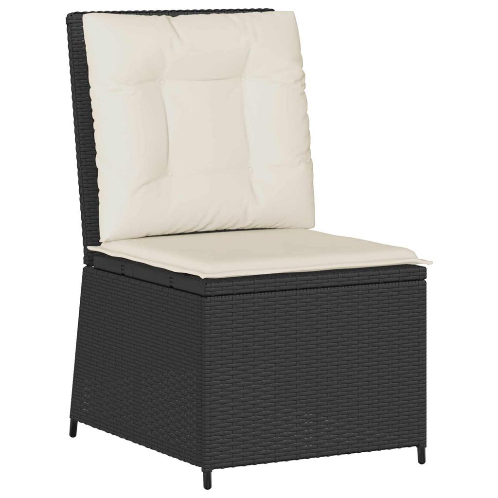 Garden Sofa with Cushions Black and Cream White Poly Rattan