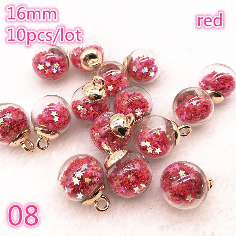 New 16mm Colorful Transparent Ball Glass Star/Round Charms Pendant Find Hair Accessories Jewelry Charms Earring