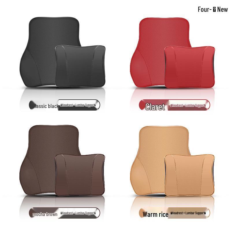 Genuine Leather Headrest: Comfortable Neck & Lumbar Support for Toyota Crown Land Cruiser.