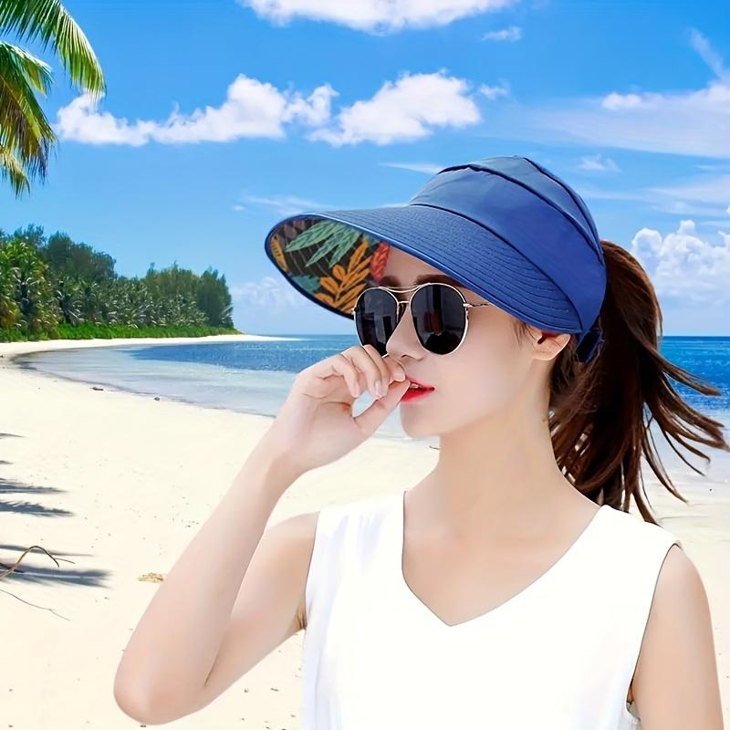 Women Wide Brim Sun Protection Visor Sun Hat Anti-UV Lightweight Breathable Foldable Beach Hat For Outdoor Sport Cycling Drive