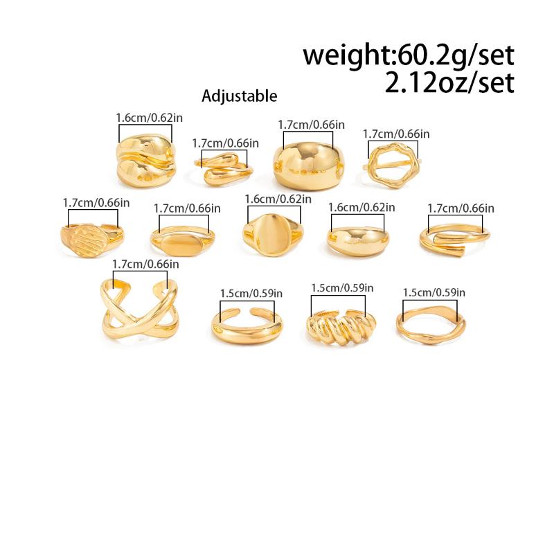 Irregular Glossy Metal Open Rings For Women Vintage Punk Gold Silver Color Personality Finger Ring Female Jewelry