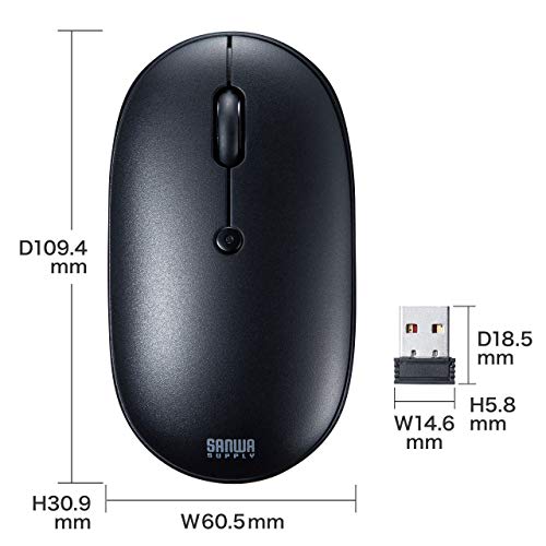 Sanwa Supply Wireless Keyboard with Mouse (No Numeric Keypad) USB Connection 2.4GHz Rechargeable Japanese 86 Keys Pantograph Black SKB-WL32SETBK