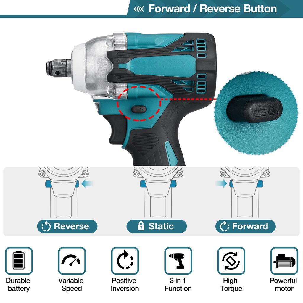 588V Upgrade 4 Speed Cordless Brushless Electric Impact Wrench 1/2inches Rechargeable Wrench Power Tools with 1/2PCS Battery