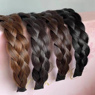 רצועת ראש פאת Twist Braid בנות אביזרי שיער רצועת שיער חישוק ראש מוצק עם שוליים רחבים