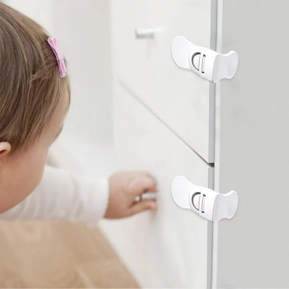 5PCS Children Protection Baby Safety Locks Self-adhesive Cabinet White Locks Refrigerator