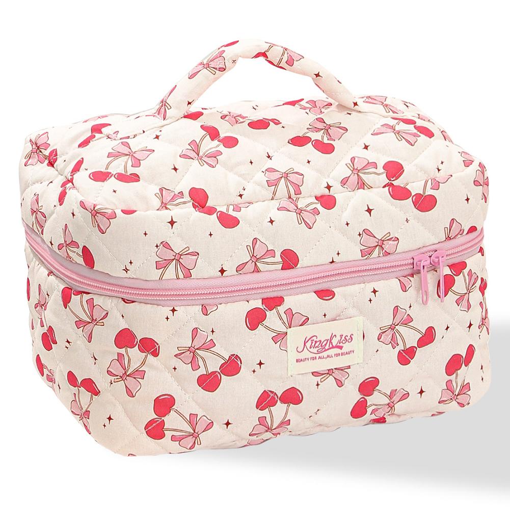 3pcs Cotton Quilted Travel Makeup Bags Large Capacity Toiletry Organizer Bags Makeup Pouch for Women and Girls