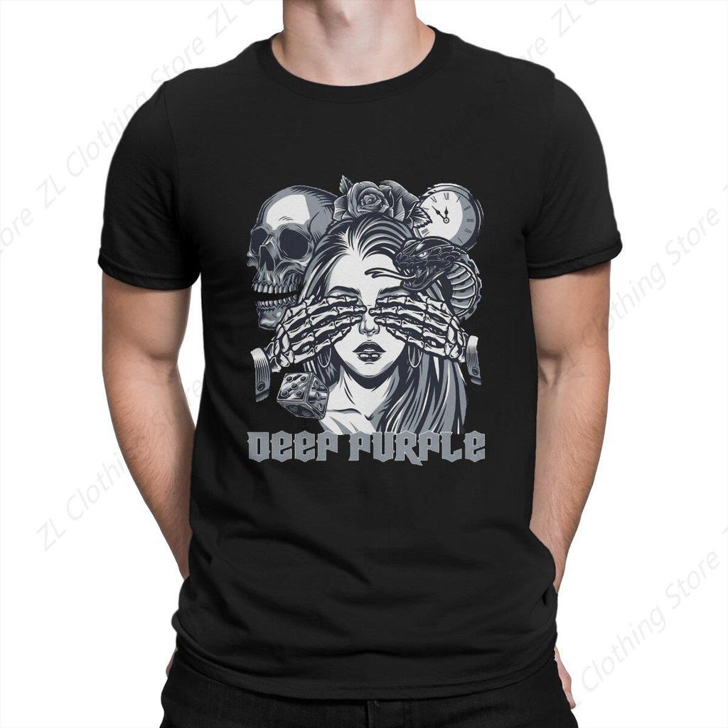 Deep Purple Newest TShirt for Men British Heavy Metal Music Band Round Neck Pure Cotton T Shirt Hip Hop Gift Clothes Streetwear