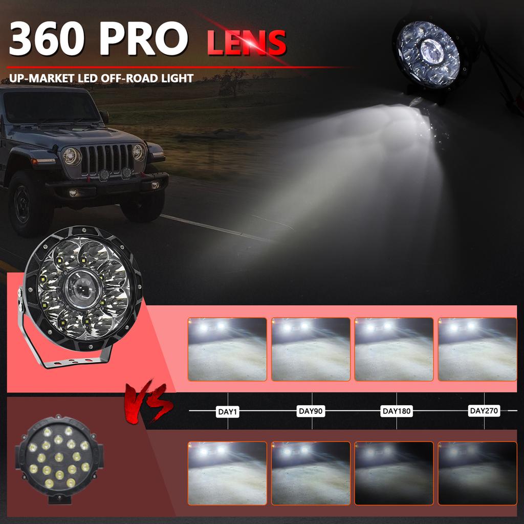 LED-Arbeitsscheinwerfer 6000K 200W 7 Zoll Auto Runder Arbeitsscheinwerfer Fahrlicht IP68 Wasserdicht Spotlights
