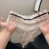 Sweet Bow Lace Flower Panties Transparent Low Waist French Style Briefs Lace Mesh Briefs Lady