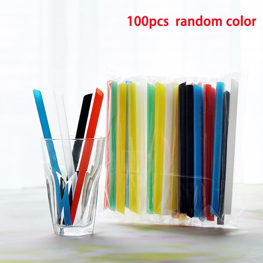 100PCS Disposable Jumbo Colored Straw Pearl Milk Tea Bubble Tea Juice Drink Beverage Drinking Straw Party Supplies 19cm