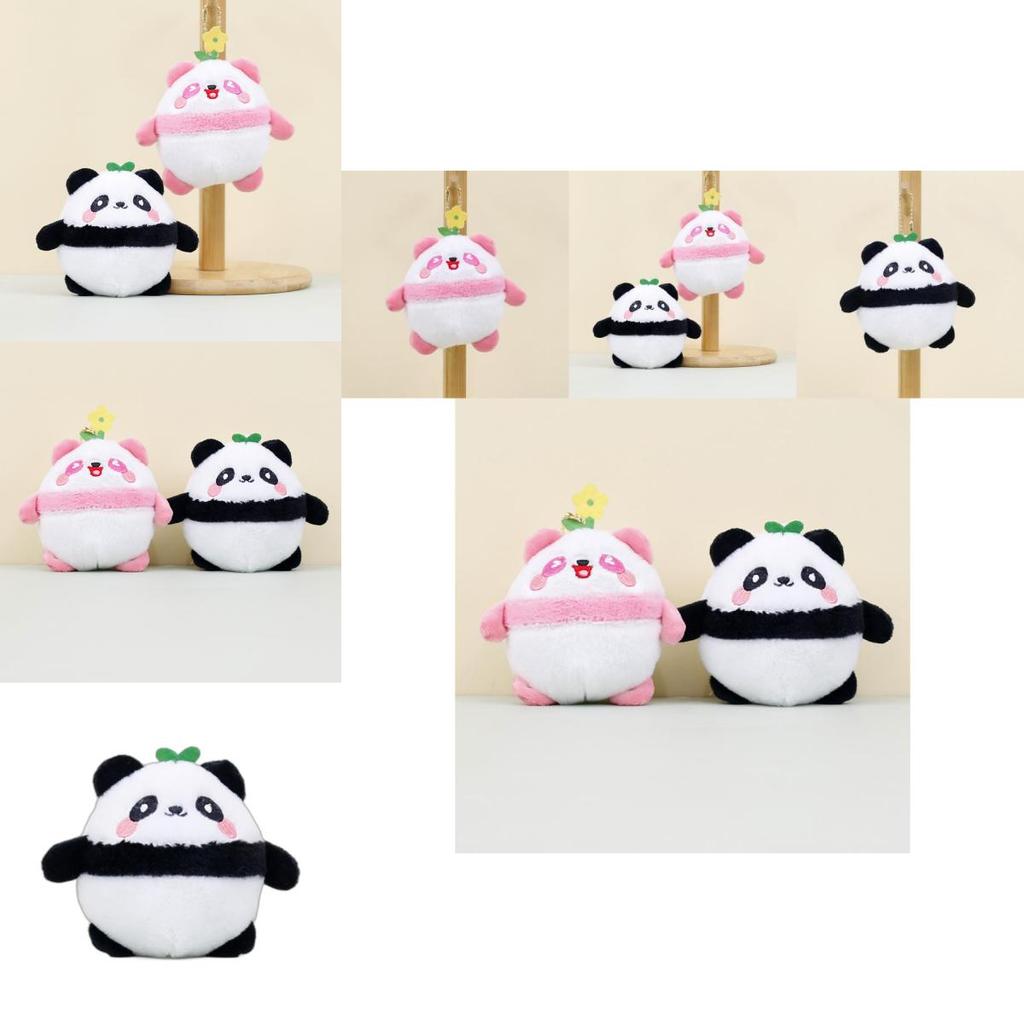 Cute Panda Plush Toy Keychain Short Plush Stuffed Doll For Couples