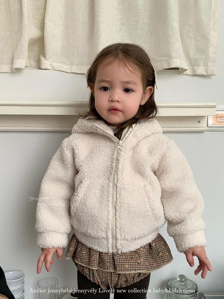 Children's Bunny Ear Lambswool Jacket - 2025 New Korean Style Warm Autumn Winter Coat for Baby Girls