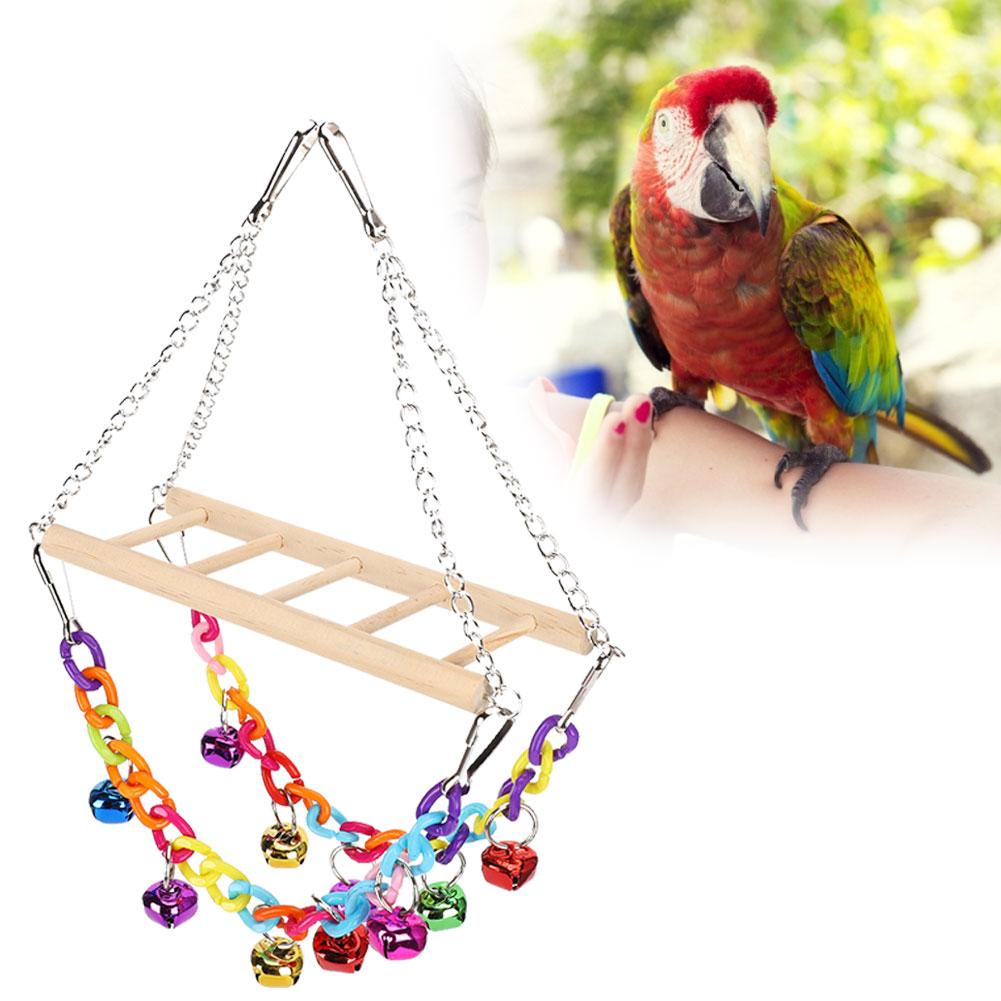 Pet Small Birds Parrot Acrylic Chain Ladder Hanging Bridge Swing Bite Climbing Toy with Bells