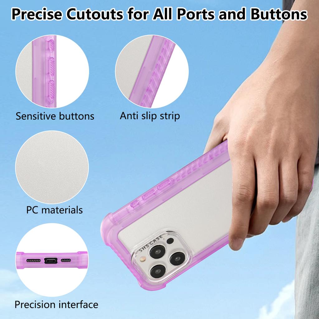 For iPhone 16 Pro Case TPU+PC 3-in-1 Matte Phone Cover Reinforced Corners