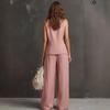 2026 European-American Linen Summer Set: Sleeveless Vest + Wide-Leg Pants - Gentle, Effortless Style