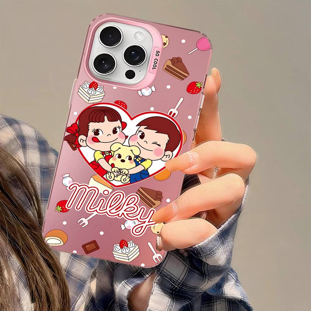 Fujiya Milky Peko-Chan Phone Case For IPhone 17 16 15 14 13 12 11 Pro Max Color Black Matte Cover