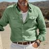 Men's Casual Cotton Linen Shirts for Men Hawaiian Shirts Breathable Solid Color Basic Style Men Clothing