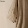 ZANZEA Womens Casual Open Front Loose 3/4 Sleeve Thin Cardigan Blouse