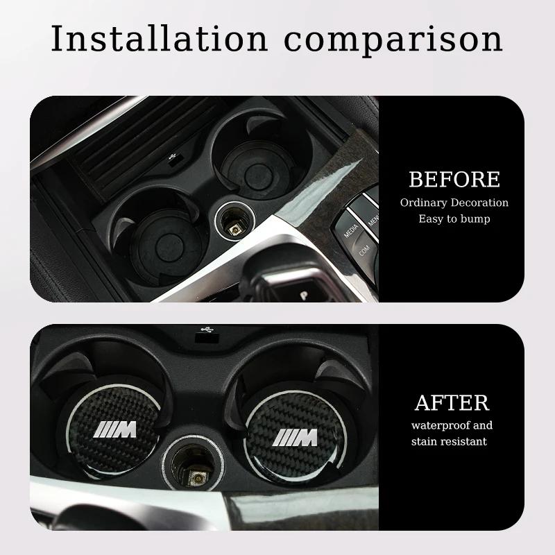 LPTJD1 2026 Car Sticker 2PCS Car Drip Coaster Carbon Fiber Anti-slip Mat For BMW X1 X2 X3 X4 X5 3 Series 5 Series F10 F15 F25 F48 F20 G