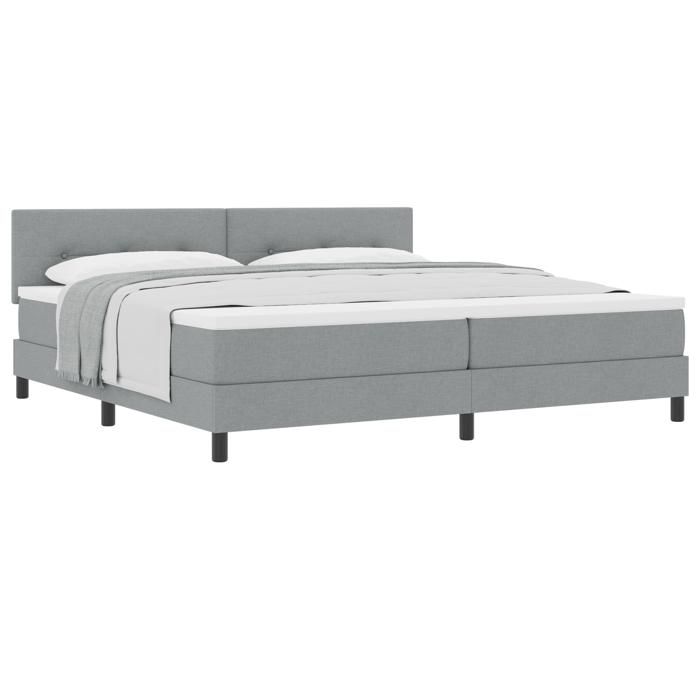 VidaXL Lit à ressorts avec matelas gris clair 200x200 cm tissu 3338713