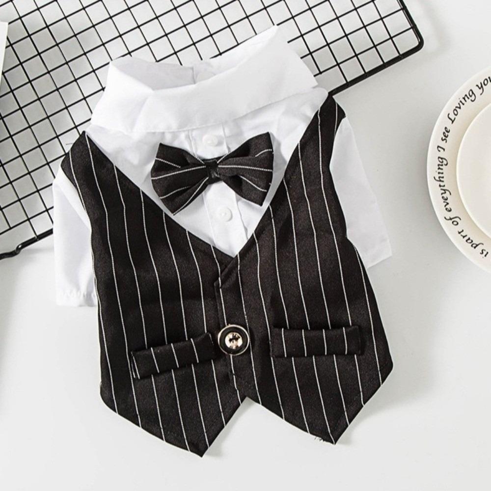 Lightweight Dog Wedding Suit Short Sleeve Spring Suit Shirt Pet Tuxedo Outfit  for Teddy Dogs