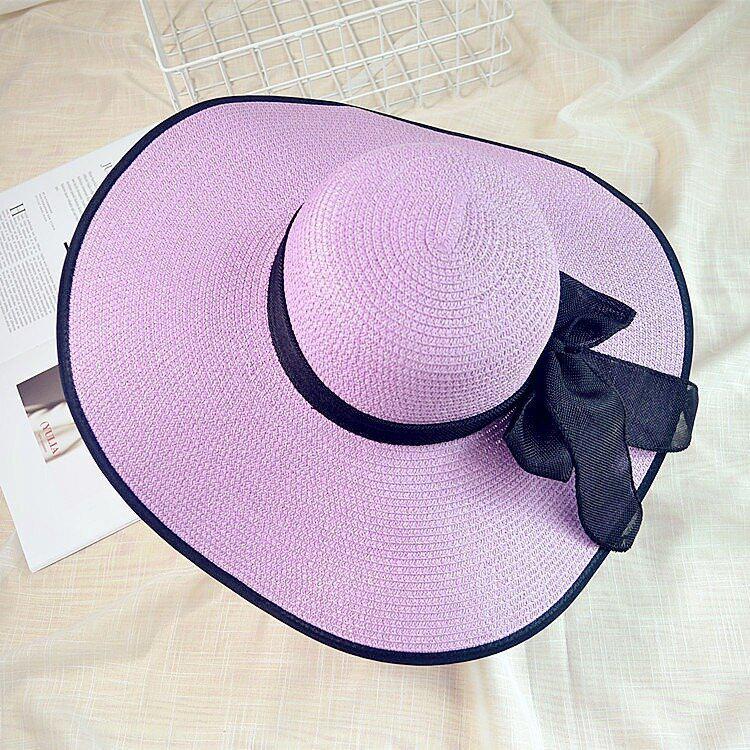 Women's Extra Large Wide Brim Straw Sun Hat with Bowknot - Summer Seaside UV Protection