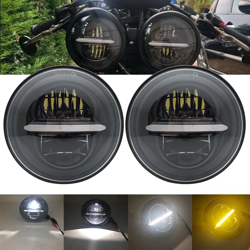 5 3/4 Inch 5.75" Car Motorcycle LED Headlight DRL Turn Signal Moto Headlamp for Harley Dyna Sportster Softail Indian Scout Honda