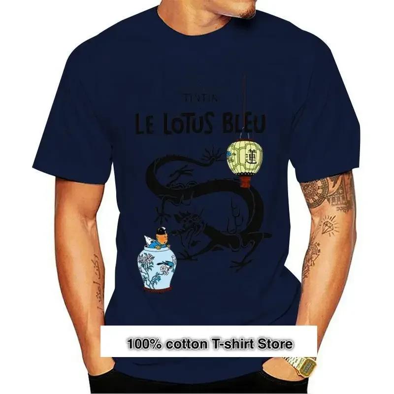 Camisa Con Gráfico De Loto Azul De Tintín Camiseta Divertida De Para Hombre, Harajuku Men Clothing Graphic T Shirts Tops
