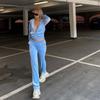 Women Autumn Winter Fashion Hoodies Jogging Tracksuit Velvet Zipper Sweatshirt Straight Leg Pants Two Piece Set