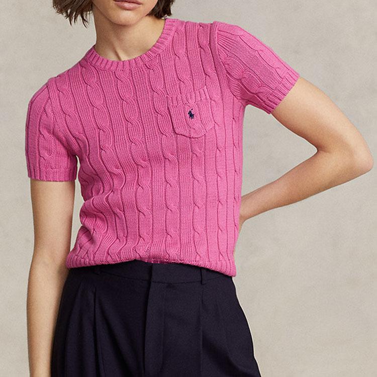 Polo Ralph Lauren SS23 Solid Color Casual Crew Neck Short Sleeve Knit Top Women Tops Pink WMPOSWENC020682-650