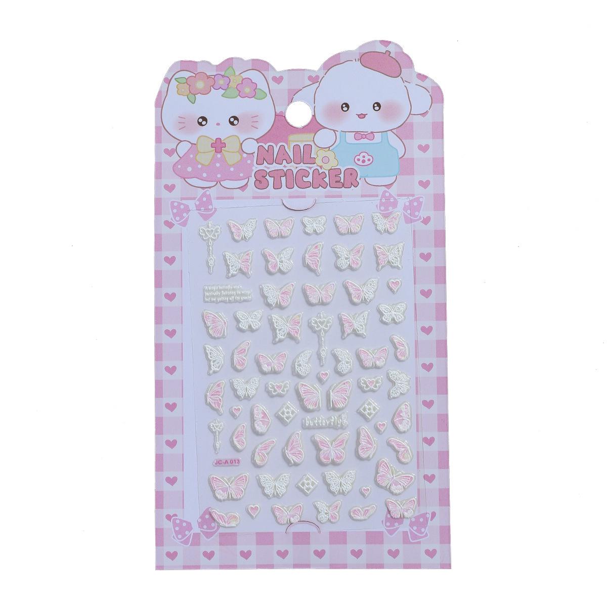 5D Luminous Cartoon Butterfly  Panda Waterproof Nail Art Stickers for Kids - Japanese Style